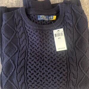 Polo Ralph Lauren Men's Navy Cable Knit Crewneck Sweater